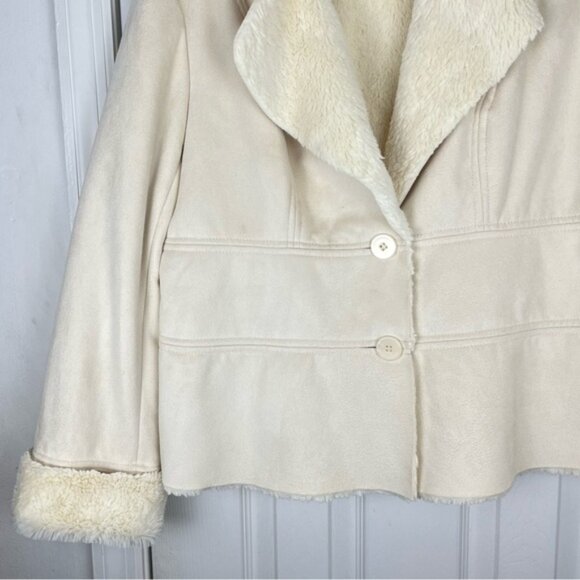 Coldwater Creek Cream Colored Faux Shearling Coat - Picture 2 of 10